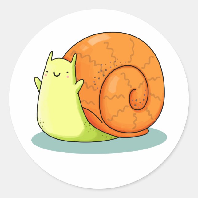 Sticker Rond Cute Kawaii Joyeux Escargot (Devant)