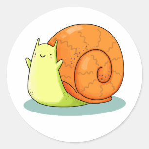 Sticker Rond Cute Kawaii Joyeux Escargot