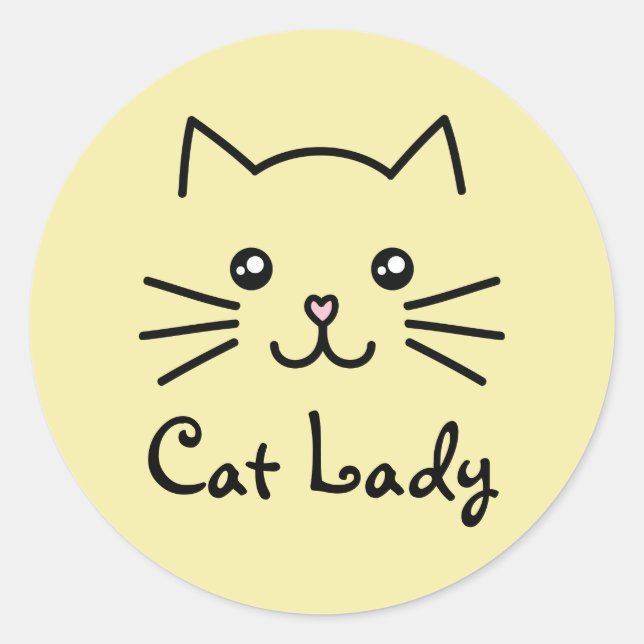 Sticker Rond Cute Kawaii Kitten Chat visage Amoureux des chats  (Devant)