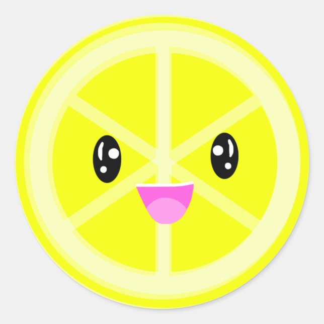 Sticker Rond Cute Kawaii Lemon Fruit Fooit Fooit Tout usage (Devant)
