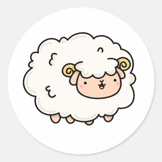 Sticker Rond Cute Kawaii Little Lamb (Devant)