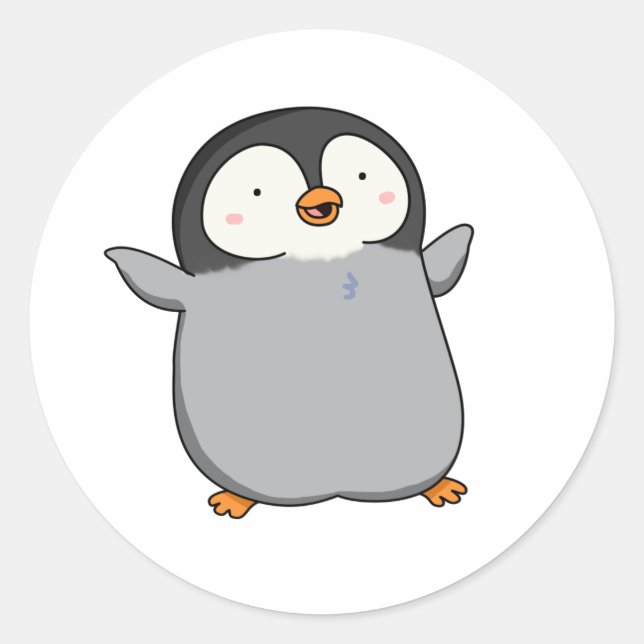 Sticker Rond Cute Kawaii Penguin (Devant)