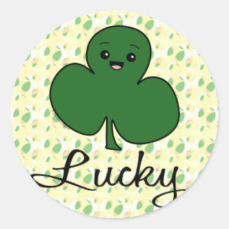 Sticker Rond Cute Kawaii Shamrock