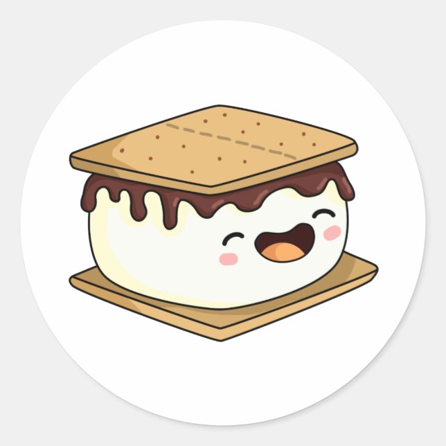 Sticker Rond Cute Kawaii Smore (Devant)