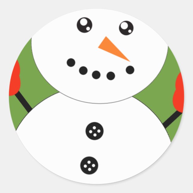 Sticker Rond Cute Kawaii Snowman (Devant)