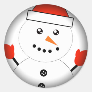 Sticker Rond Cute Kawaii Snowman