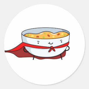 Sticker Rond Cute Kawaii Soup er Hero