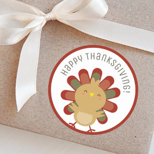 Sticker Rond Cute Kawaii Turquie Bon thanksgiving