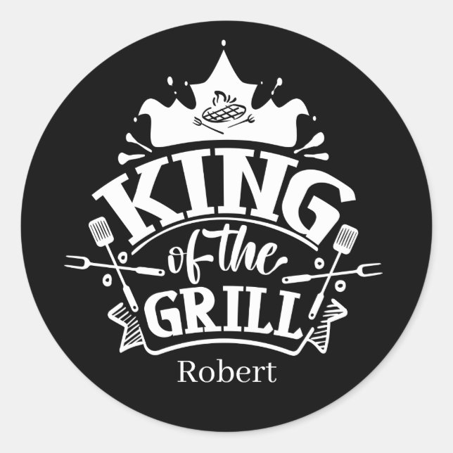 Sticker Rond Cute King grill ajouter nom mot art (Devant)