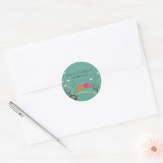 Sticker Rond Cute Kissing Fishes Ocean Sea Corals Plage Mariage