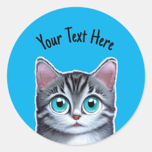 Sticker Rond Cute Kitten