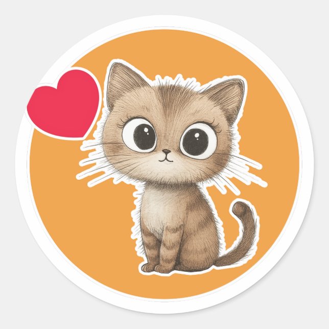 Sticker Rond Cute Kitten (Devant)