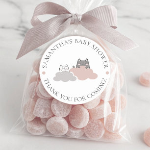 Sticker Rond Cute Kitten Baby shower Motif moderne