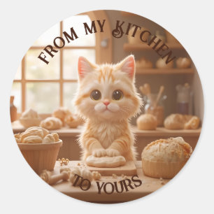 Sticker Rond Cute Kitten Pétri Dough