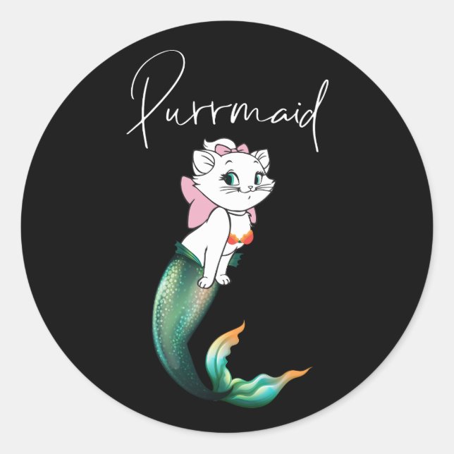 Sticker Rond Cute Kitten Purrmaid - Fun Mermaid Design de chat (Devant)