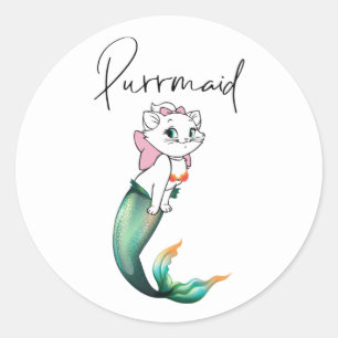 Sticker Rond Cute Kitten Purrmaid - Fun Mermaid Design de chat