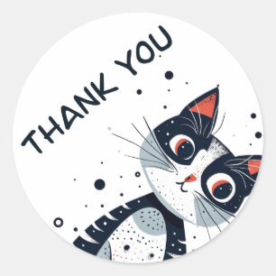 Sticker Rond Cute Kitty Baby shower de chat Merci