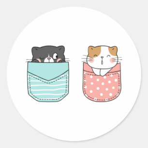 Sticker Rond Cute Kitty Chat