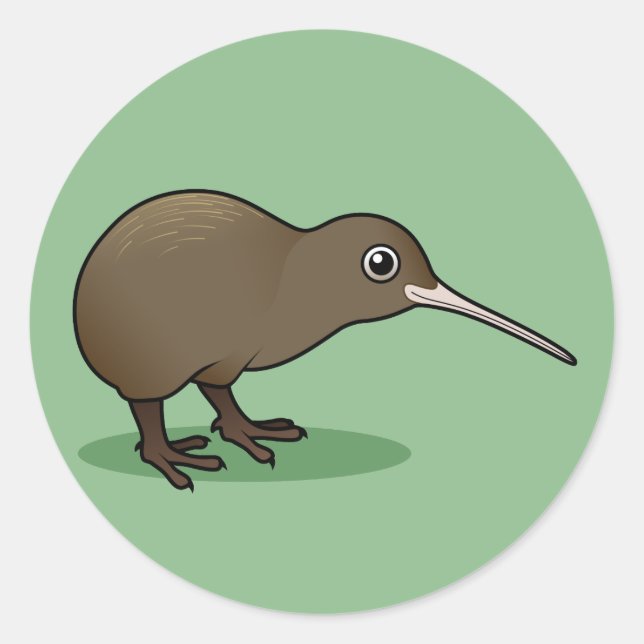 Sticker Rond Cute Kiwi Brown de Nouvelle-Zélande (Devant)