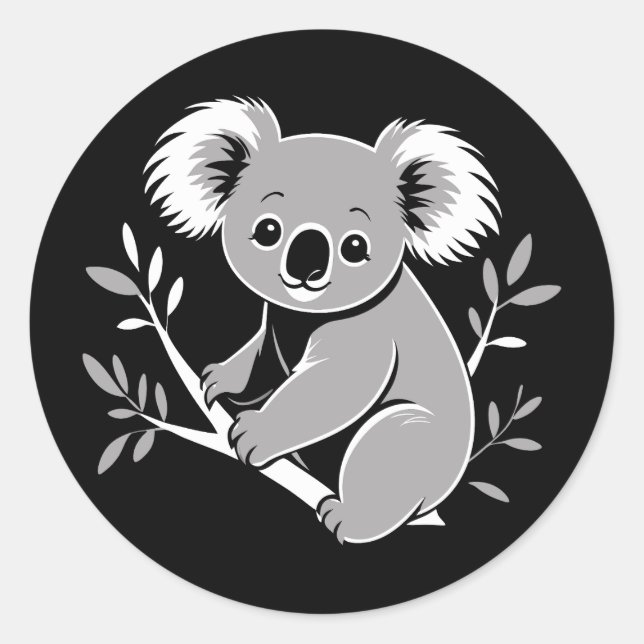 Sticker Rond Cute Koala (Devant)