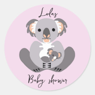 Sticker Rond Cute KOALA - Baby shower - Animal - Personnaliser