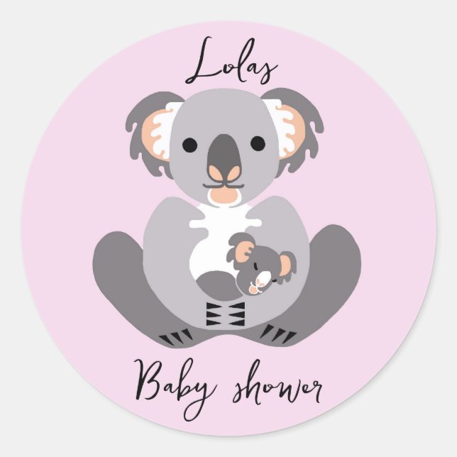 Sticker Rond Cute KOALA - Baby shower - Animal - Personnaliser (Devant)