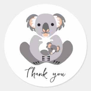 Sticker Rond Cute KOALA - Merci - Animaux -personnalisés
