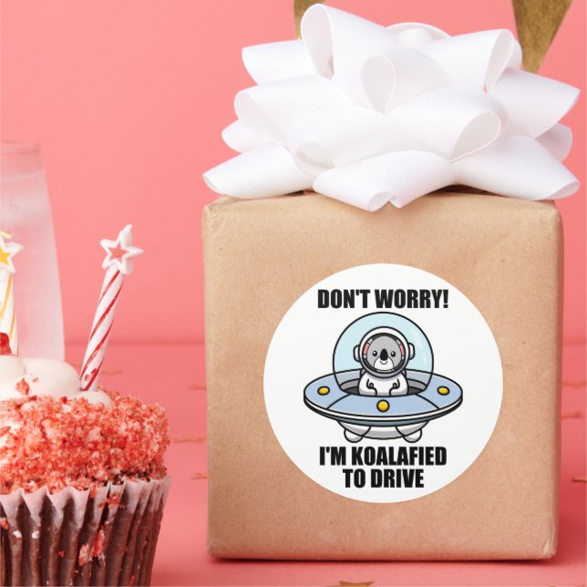 Sticker Rond Cute Koala Nouveau conducteur Je suis Koalafied Po (Fête)
