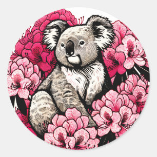 Sticker Rond Cute Koala Ours Oeuvres d'art Amusants Koalas art