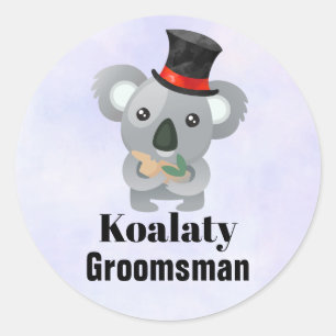 Sticker Rond Cute Koala Pun Koalaty Groomsman