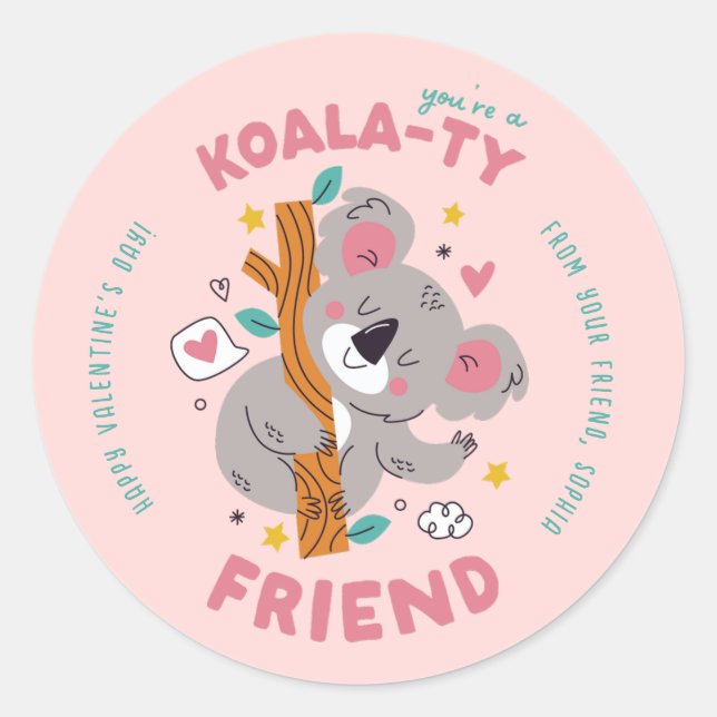 Sticker Rond Cute Koala Salle de classe pour enfants Saint Vale (Devant)