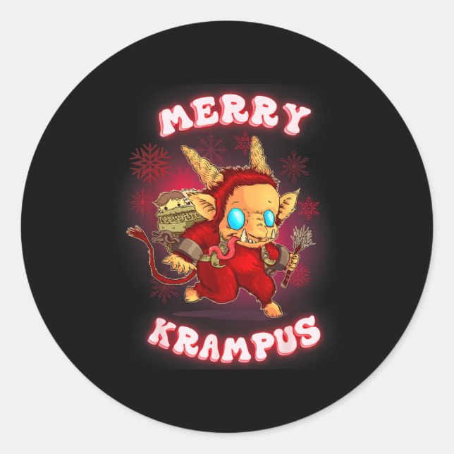 Sticker Rond Cute Krampus Pajamas Kids Mens Womens Christmas  (Devant)