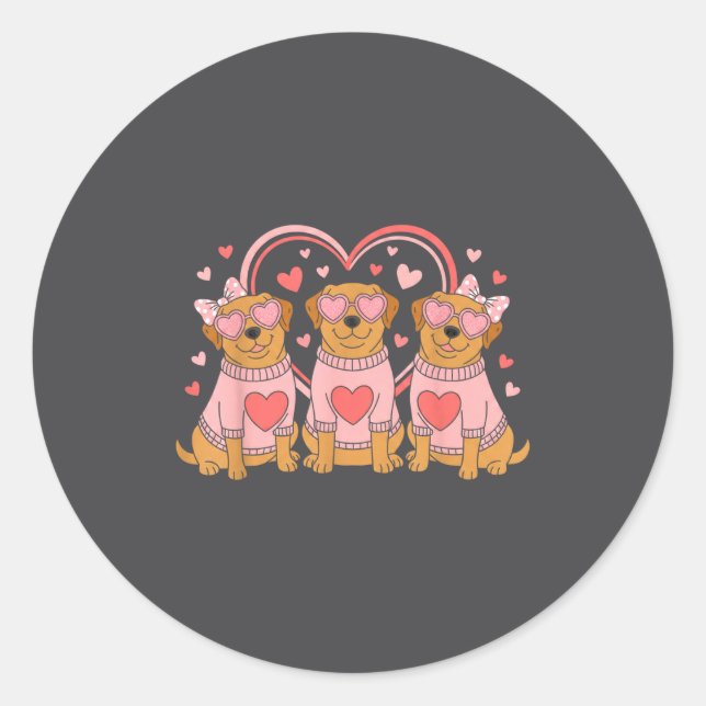 Sticker Rond Cute Labrador Valentines Heart Dog Lover Men Women (Devant)