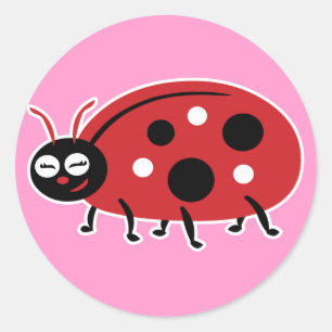 Sticker Rond Cute Ladybug