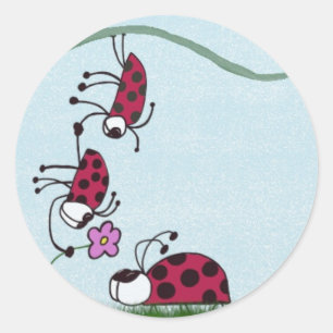 Sticker Rond Cute Ladybug Professant Sa Peinture D'Amour