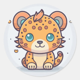 Sticker Rond Cute léopard animal