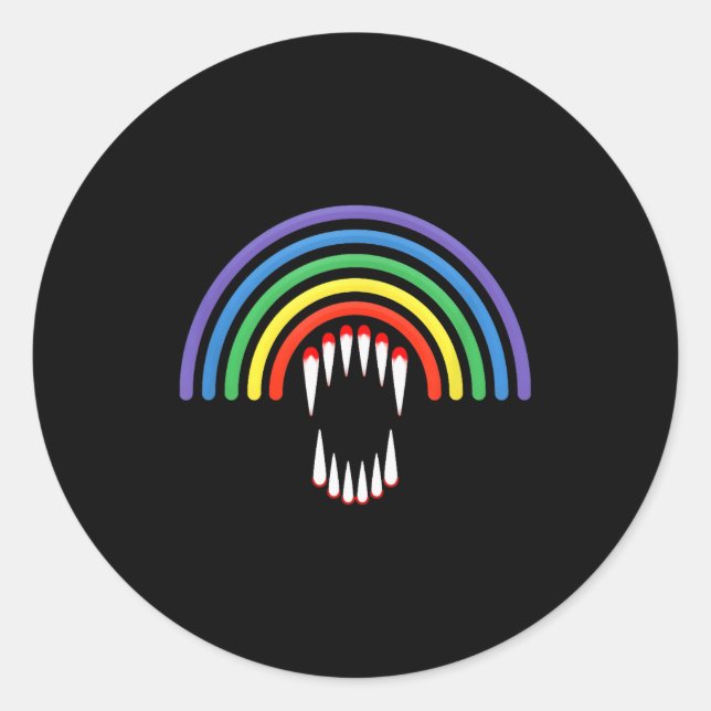 Sticker Rond Cute Lgbtq Vamre Lgbt Halloween Ghost Rainbow Gay  (Devant)