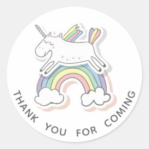 Sticker Rond Cute licorne. Bébé fille. Merci à venir