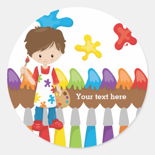 Sticker Rond Cute Little Artist (Devant)
