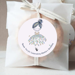 Sticker Rond Cute Little Ballerina Princess Anniversaire