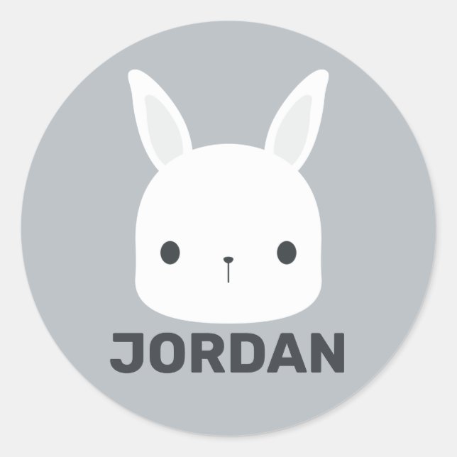 Sticker Rond Cute Little Bunny Rabbit with Personalized (Devant)