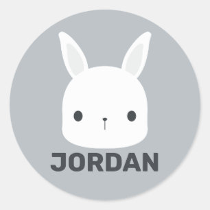 Sticker Rond Cute Little Bunny Rabbit with Personalized