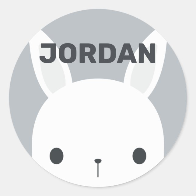Sticker Rond Cute Little Bunny Rabbit with Personalized (Devant)