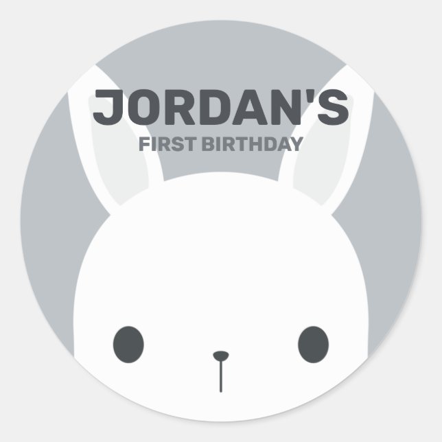 Sticker Rond Cute Little Bunny Rabbit with Personalized (Devant)