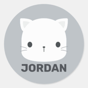 Sticker Rond Cute Little Cat avec nom personnalisé