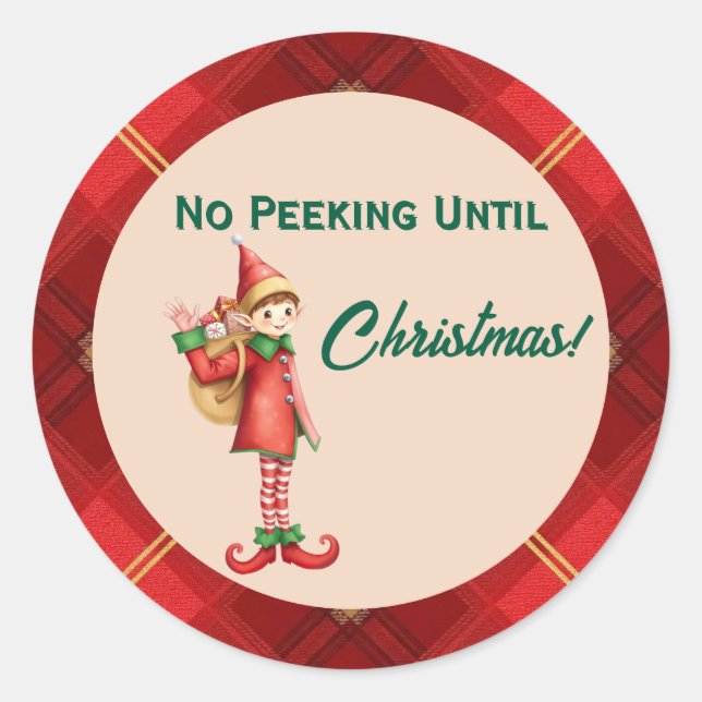 Sticker Rond Cute Little Elves - Personalized Christmas  (Devant)