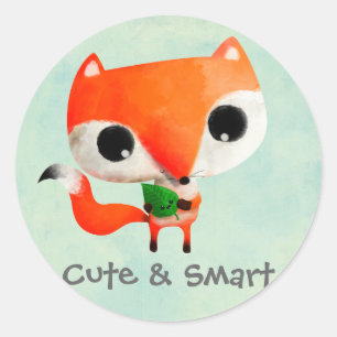 Sticker Rond Cute Little Fox
