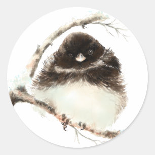 Sticker Rond Cute Little Junco, Aquarelle Nature Bird