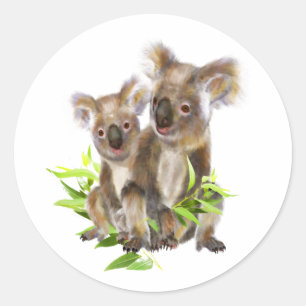 Sticker Rond Cute Little Koala Ours Animal australien