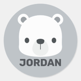 Sticker Rond Cute Little Polar Bear